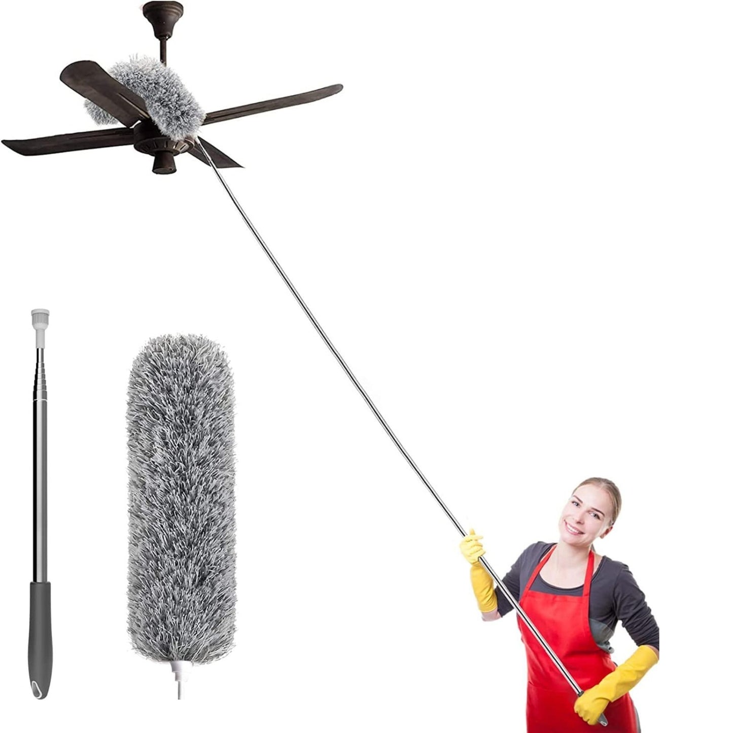 Microfiber Feather Duster – Bendable & Extendable 100-Inch Pole