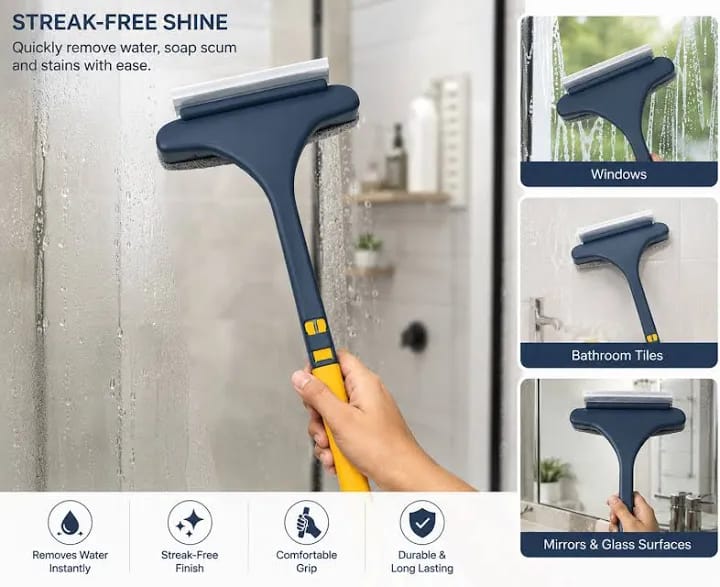 2-in-1 Extendable Window Mesh Cleaning Brush with Wiper