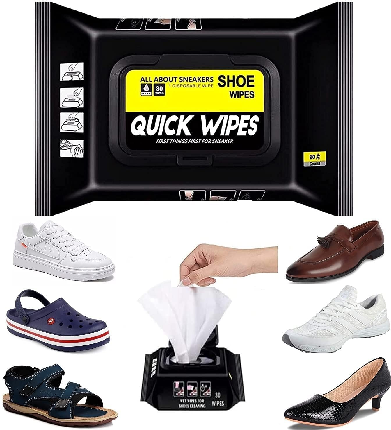 Shoe Cleaner Wipes (80 wipes)
