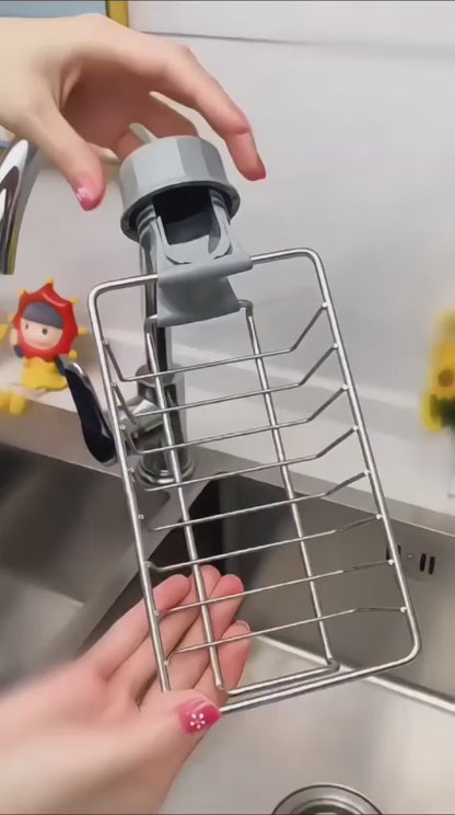 Faucet mounted sponge holder for kitchen sink